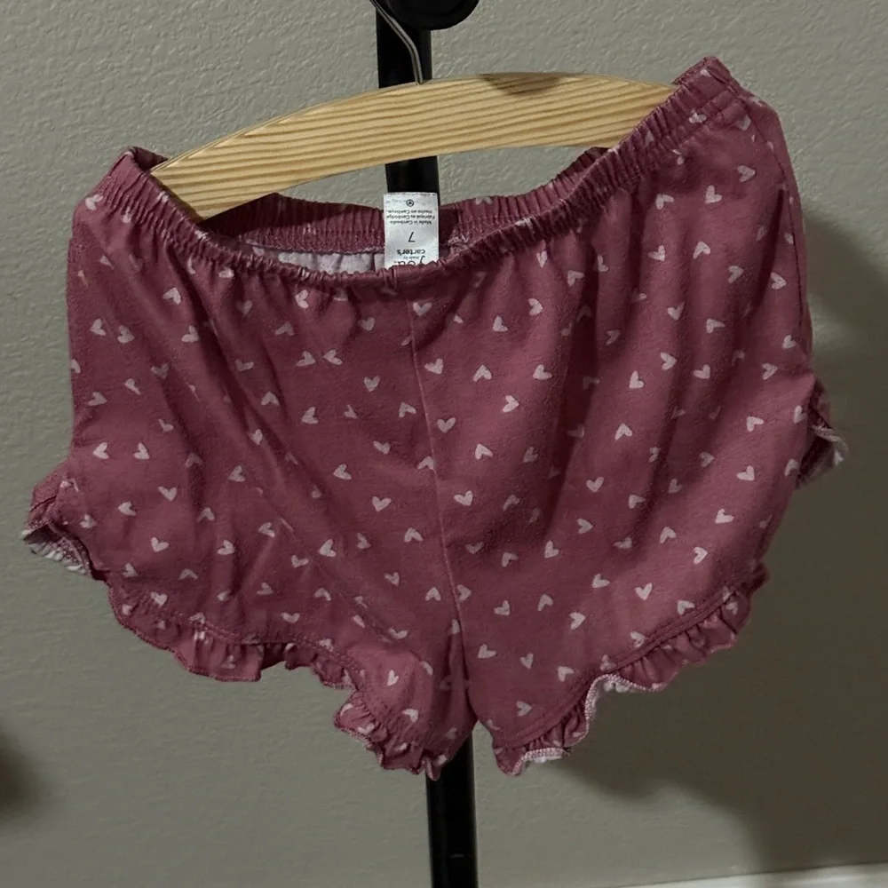 Carter's Maroon Pajama Shorts with Heart Design
